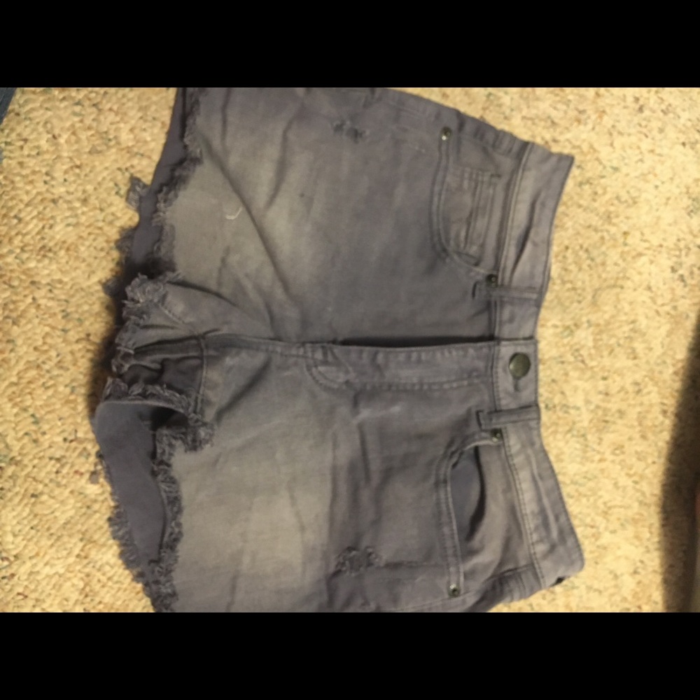Grey super high waisted shorty jean shorts